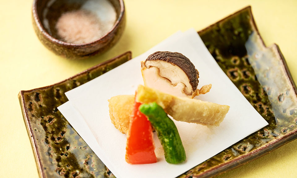 海老真薯揚げ 竹の子 パプリカ